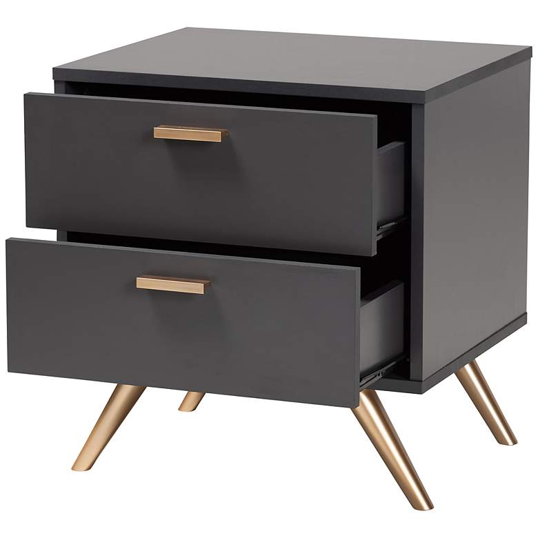 Image 5 Baxton Studio Kelson 19" Wide Dark Gray 2-Drawer Nightstand more views