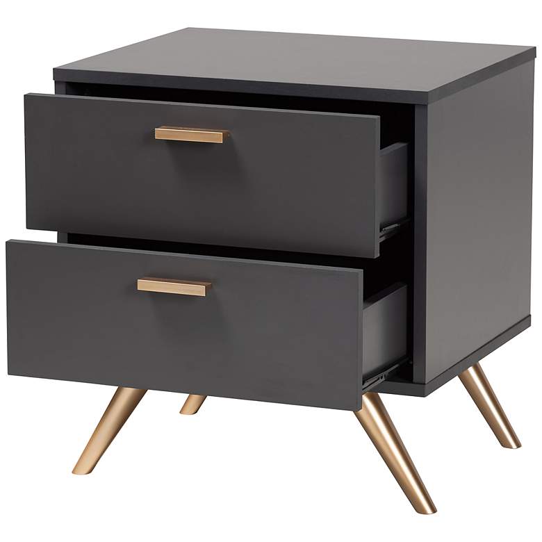 Image 5 Baxton Studio Kelson 19 inch Wide Dark Gray 2-Drawer Nightstand more views