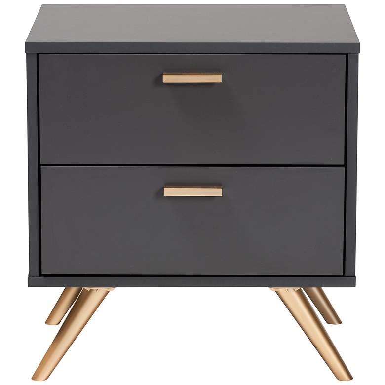 Image 6 Baxton Studio Kelson 19" Wide Dark Gray 2-Drawer Nightstand more views