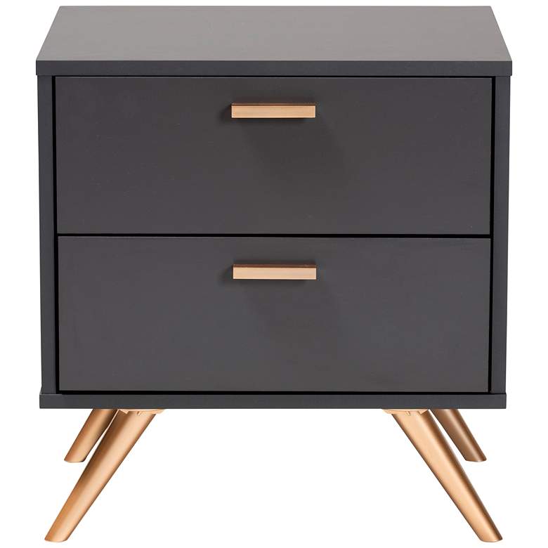 Image 5 Baxton Studio Kelson 19" Wide Dark Gray 2-Drawer Nightstands Set of 2 more views
