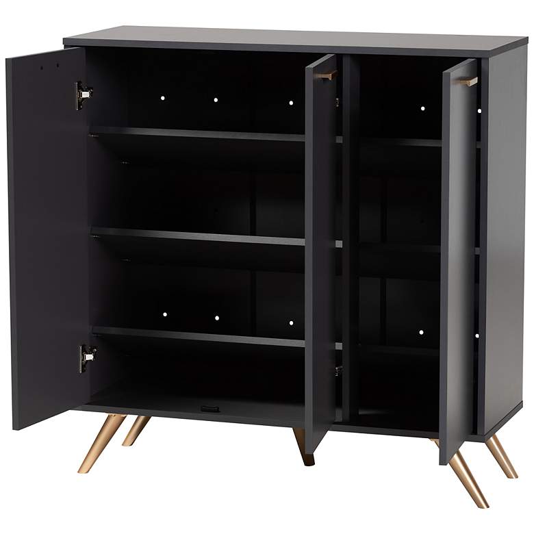 Image 5 Baxton Studio Kelson 37" Wide Dark Gray 3-Door Shoe Cabinet more views