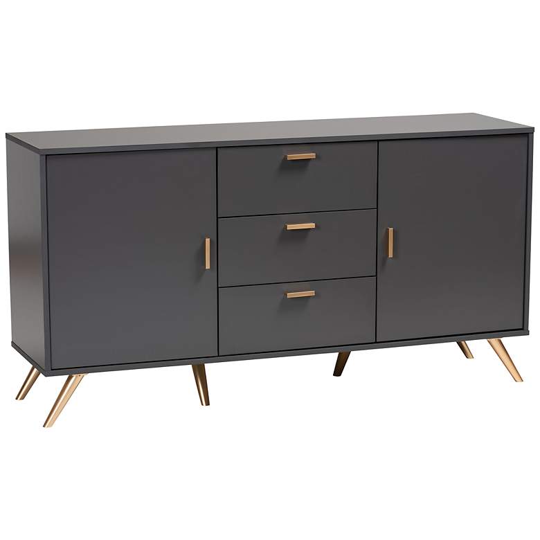 Image 2 Baxton Studio Kelson 58 3/4 inch Wide Dark Gray 2-Door Sideboard