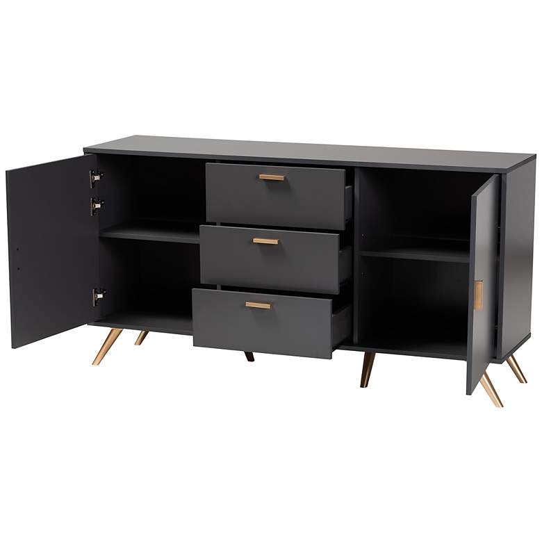 Image 3 Baxton Studio Kelson 58 3/4" Wide Dark Gray 2-Door Sideboard more views