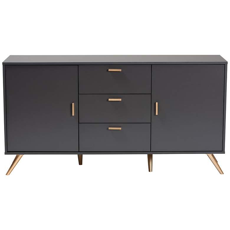 Image 4 Baxton Studio Kelson 58 3/4 inch Wide Dark Gray 2-Door Sideboard more views