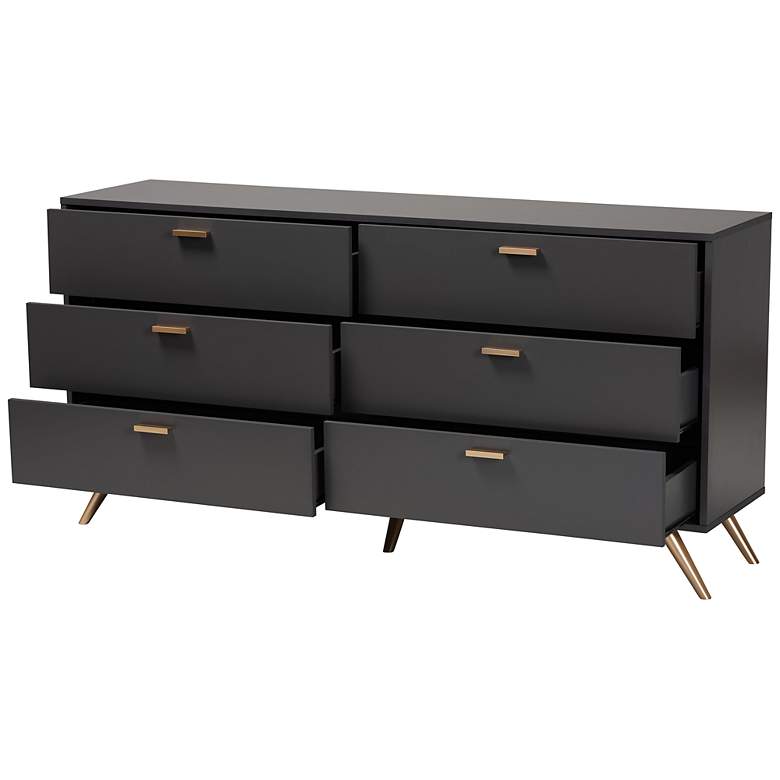 Image 5 Baxton Studio Kelson 61 1/2" Wide Dark Gray 6-Drawer Dresser more views
