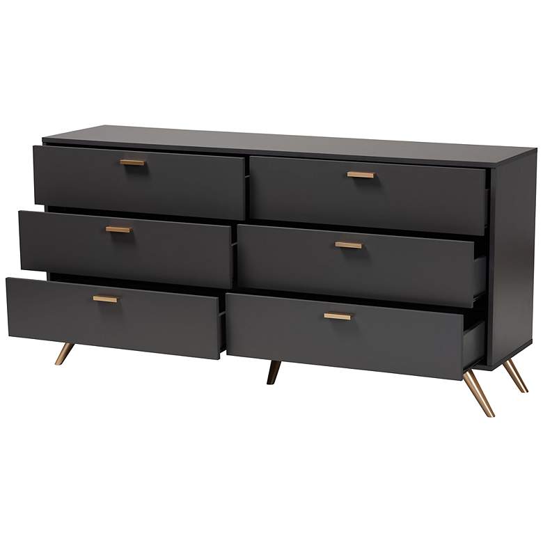 Image 5 Baxton Studio Kelson 61 1/2 inch Wide Dark Gray 6-Drawer Dresser more views