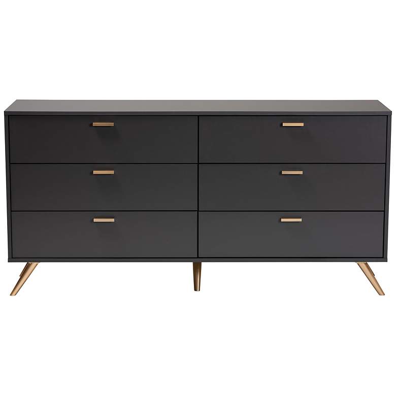 Image 6 Baxton Studio Kelson 61 1/2" Wide Dark Gray 6-Drawer Dresser more views