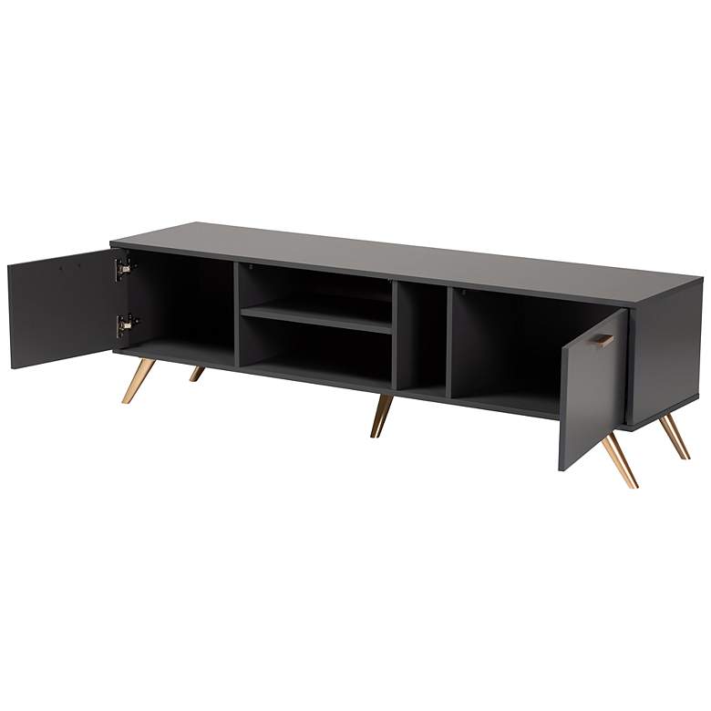 Image 5 Baxton Studio Kelson 63" Wide Dark Gray 2-Door TV Stand more views