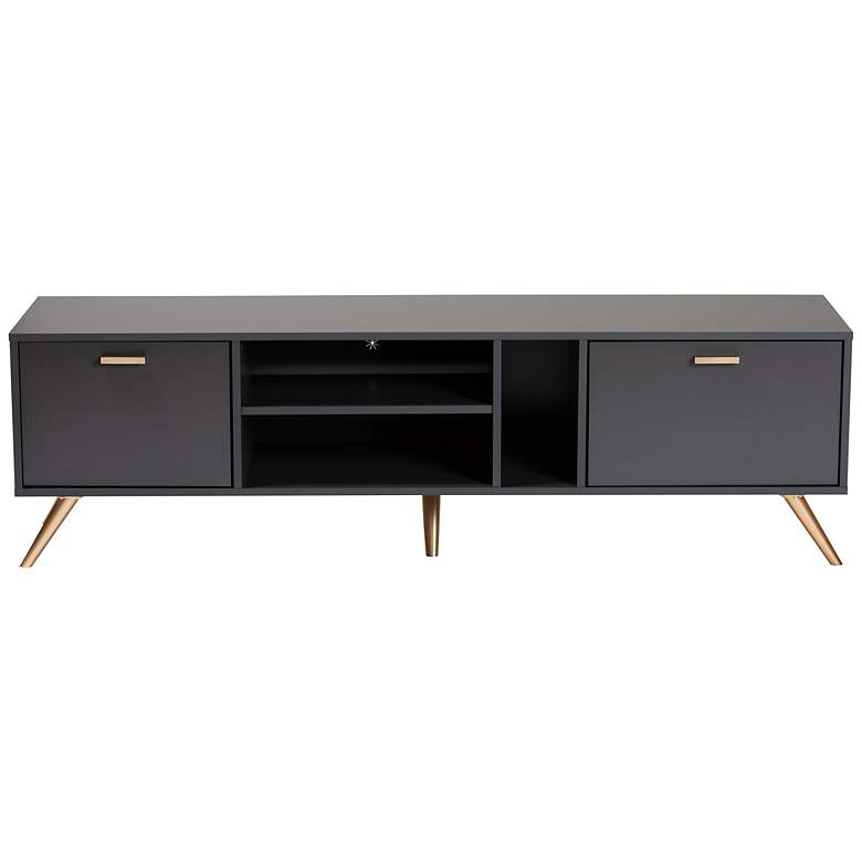 Image 6 Baxton Studio Kelson 63" Wide Dark Gray 2-Door TV Stand more views