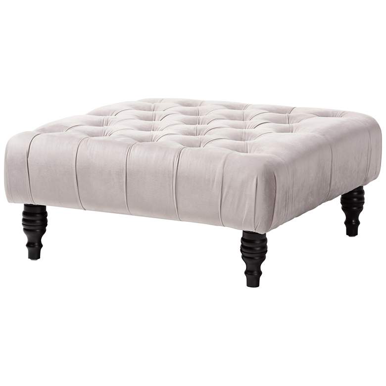 Image 2 Baxton Studio Keswick Slate Gray Tufted Cocktail Ottoman