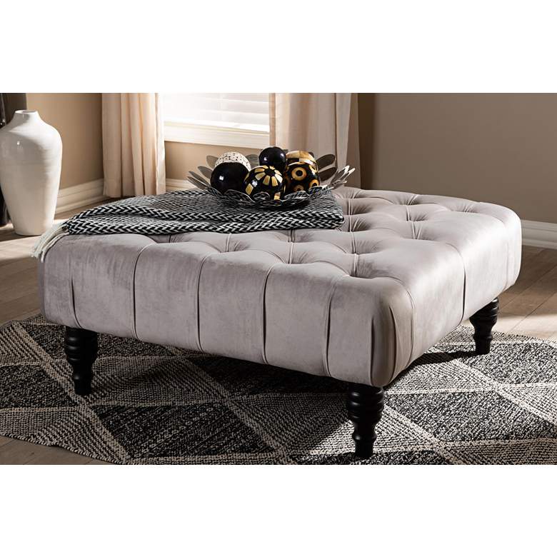 Image 1 Baxton Studio Keswick Slate Gray Tufted Cocktail Ottoman