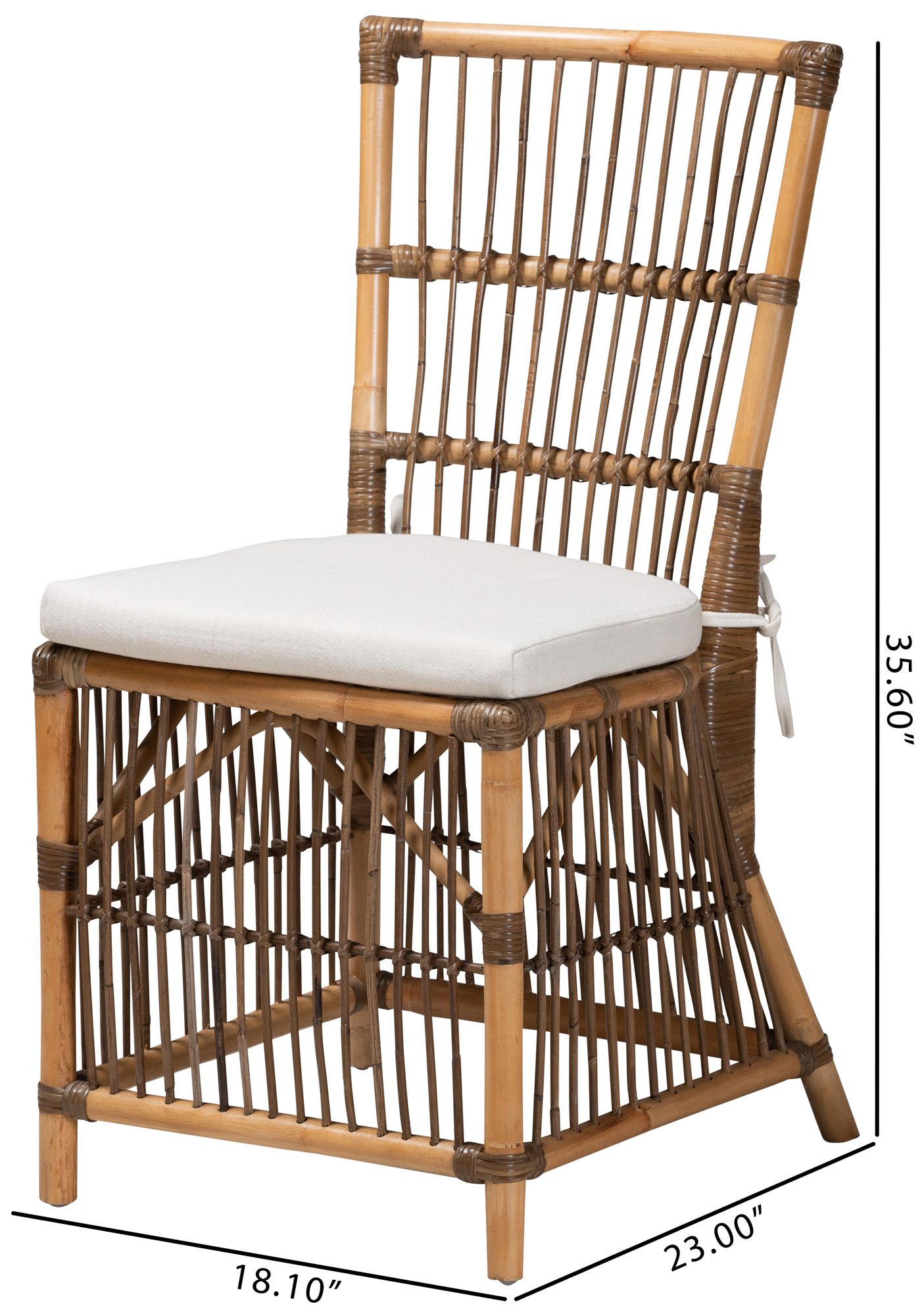 Baxton Studio Kim Natural Brown Rattan Dining Chair