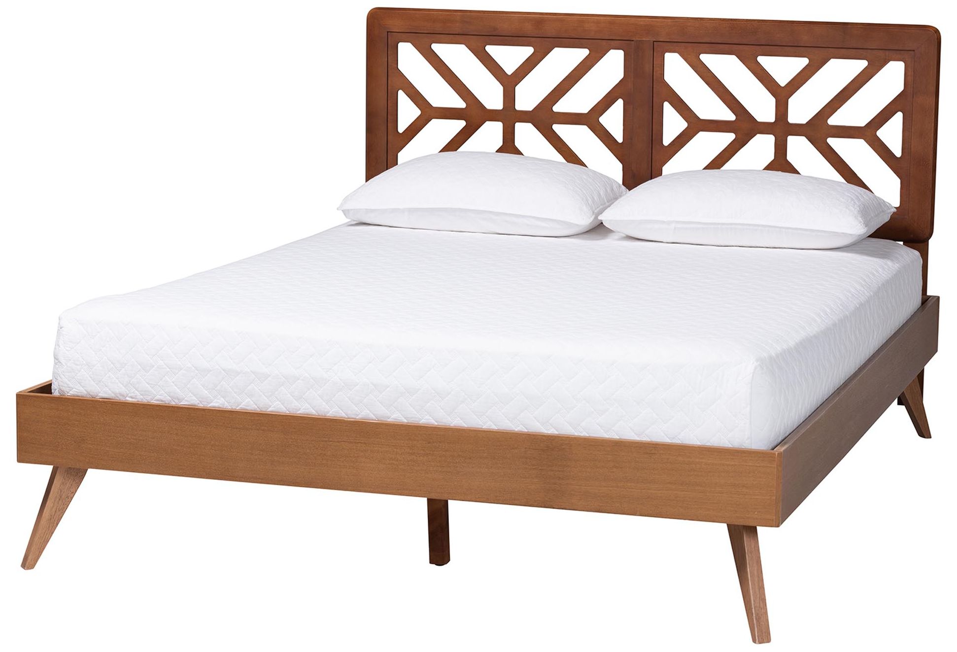 Image 2 Baxton Studio Kirabo Platform Bed - Mid-Century Modern Bed, Queen