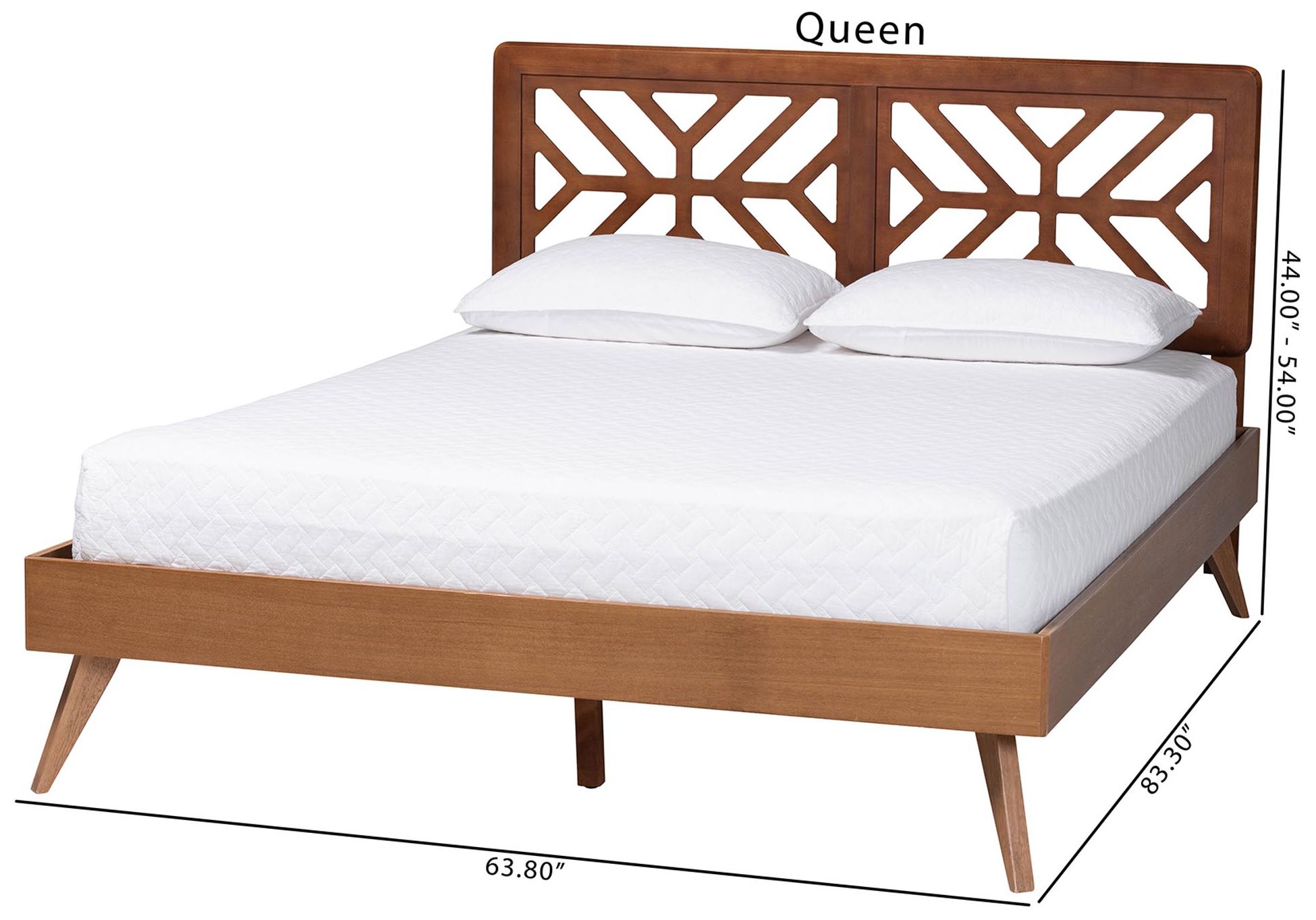 Baxton Studio Kirabo Platform Bed - Mid-Century Modern Bed, Queen