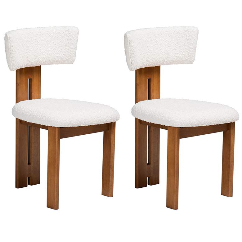 Image 1 Baxton Studio Kyren Modern Cream Boucle 2-Piece Dining Chair Set