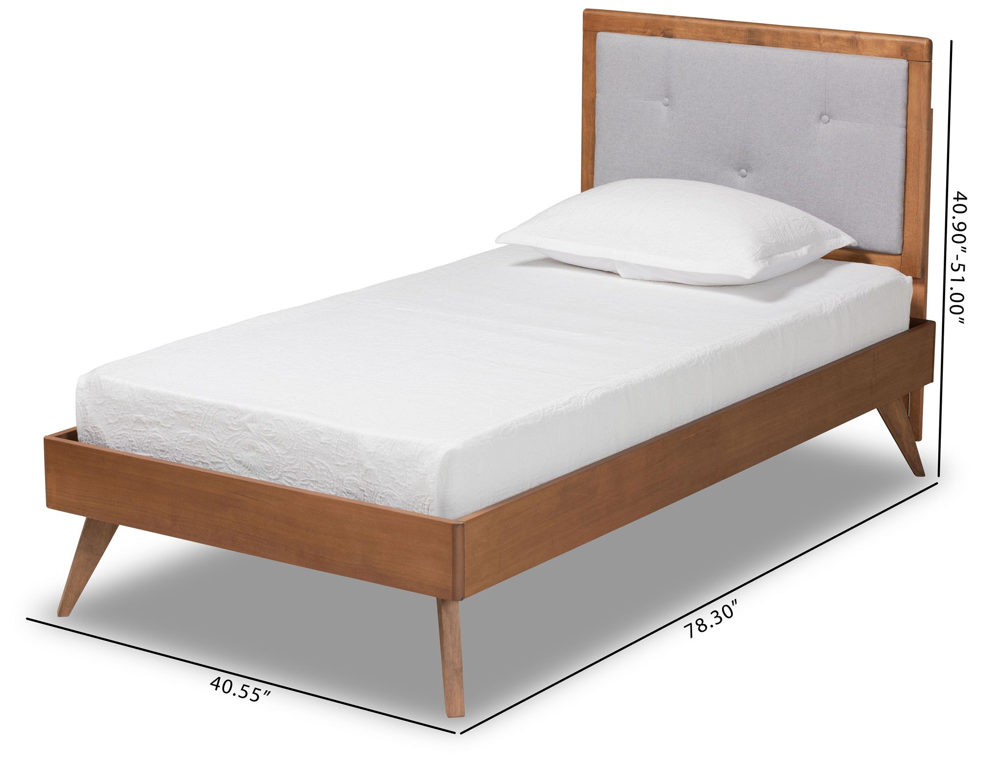 Baxton Studio Laima Light Gray Fabric Twin Size Platform Bed in scene