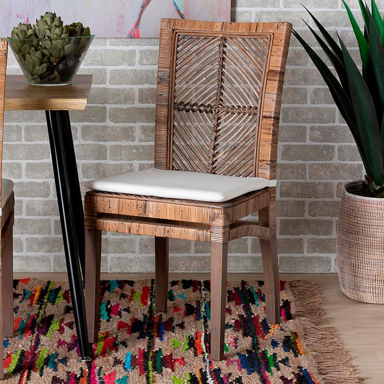 Image 1 Baxton Studio Laluna Gray-Washed Natural Wood Dining Chair