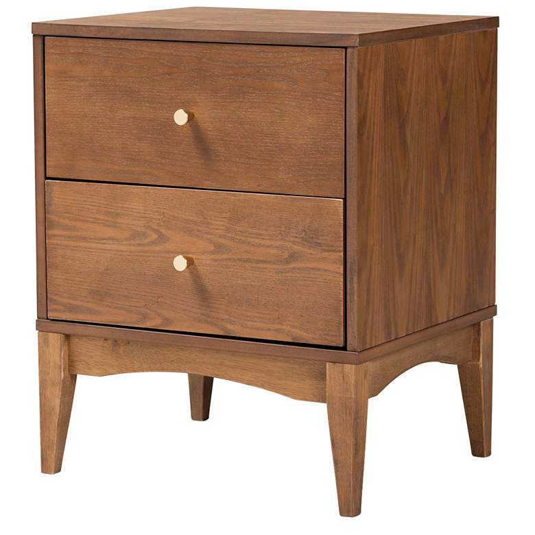 Image 2 Baxton Studio Landis Ash Walnut Finished Wood 2-Drawer Nightstand