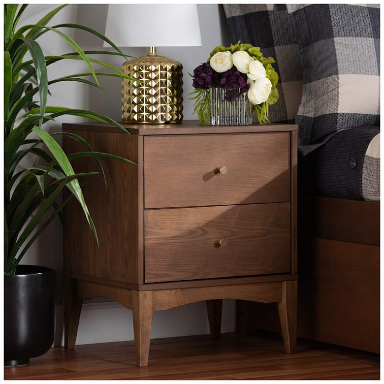 Image 1 Baxton Studio Landis Ash Walnut Finished Wood 2-Drawer Nightstand
