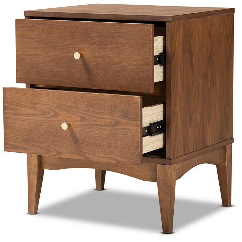 Image 3 Baxton Studio Landis Ash Walnut Finished Wood 2-Drawer Nightstand more views