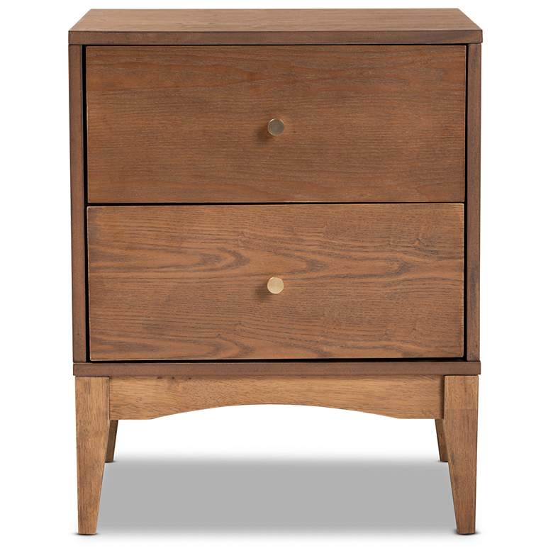 Image 4 Baxton Studio Landis Ash Walnut Finished Wood 2-Drawer Nightstand more views