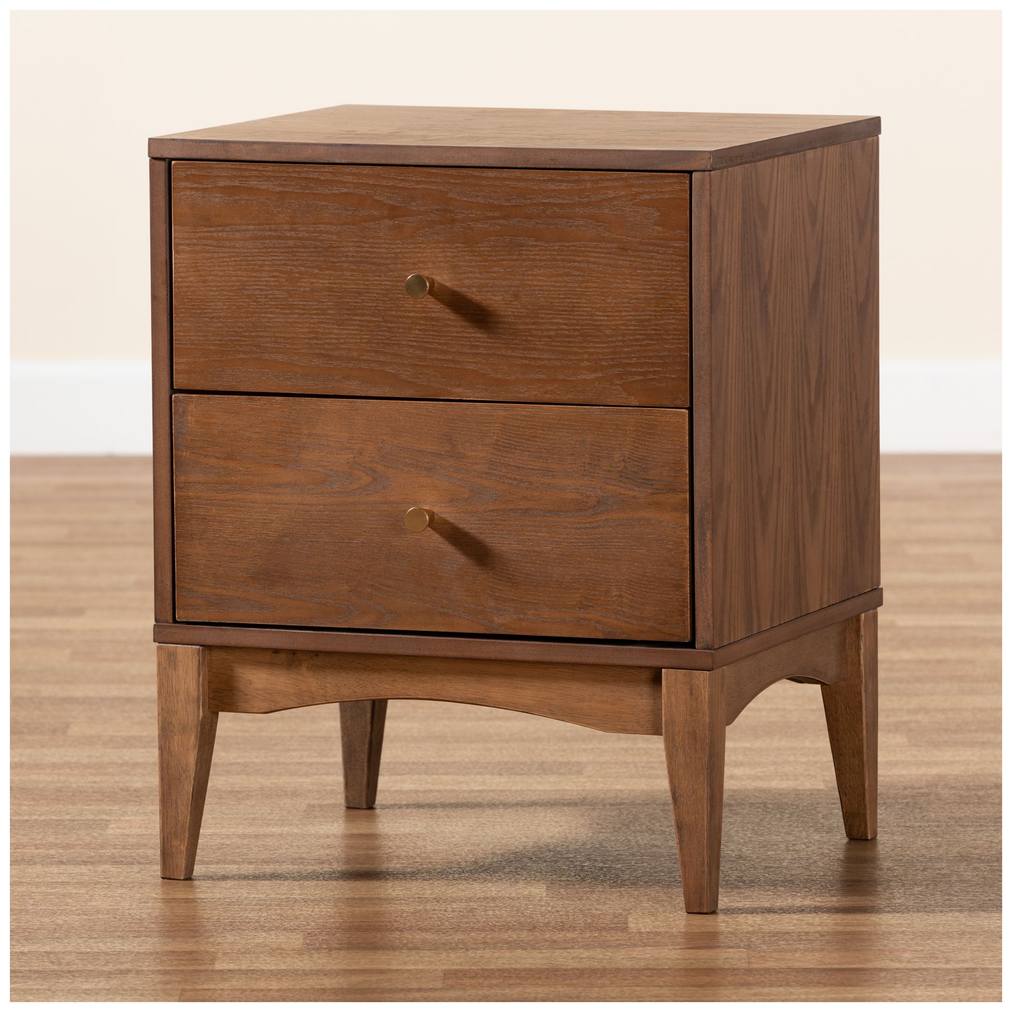Baxton Studio Landis Ash Walnut Finished Wood 2-Drawer Nightstand