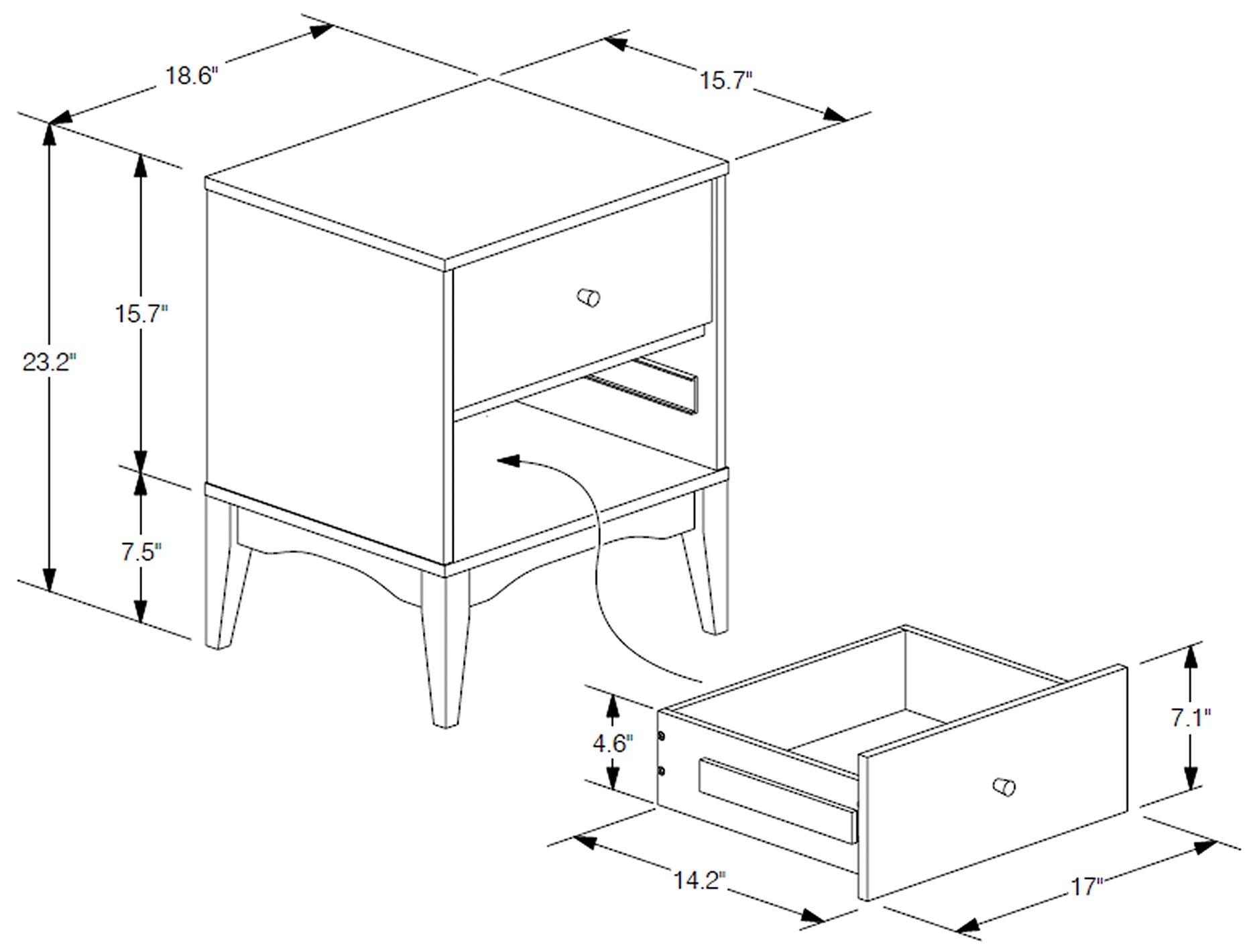 Baxton Studio Landis Ash Walnut Finished Wood 2-Drawer Nightstand