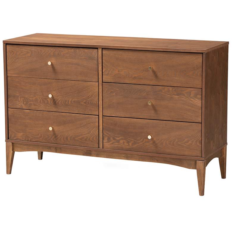 Image 2 Baxton Studio Landis Ash Walnut Finished Wood 6-Drawer Dresser