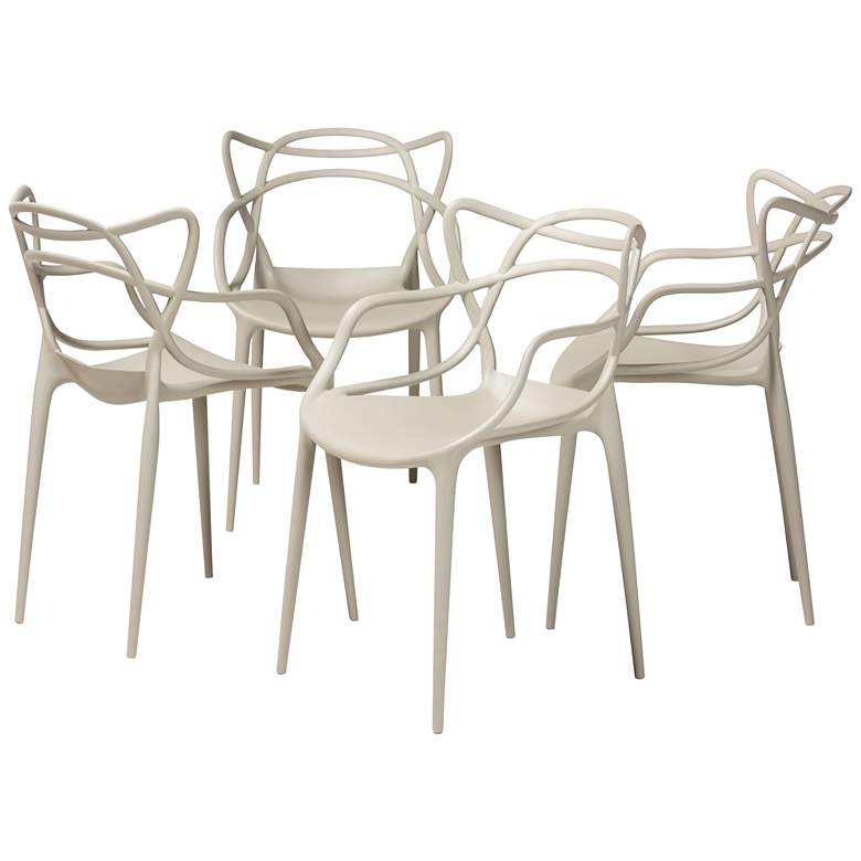 Image 1 Baxton Studio Landry Beige Stackable Dining Chairs Set of 4