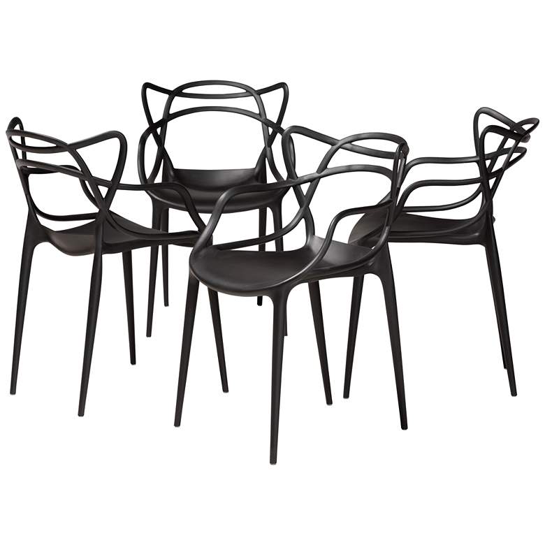 Image 1 Baxton Studio Landry Black Stackable Dining Chairs Set of 4