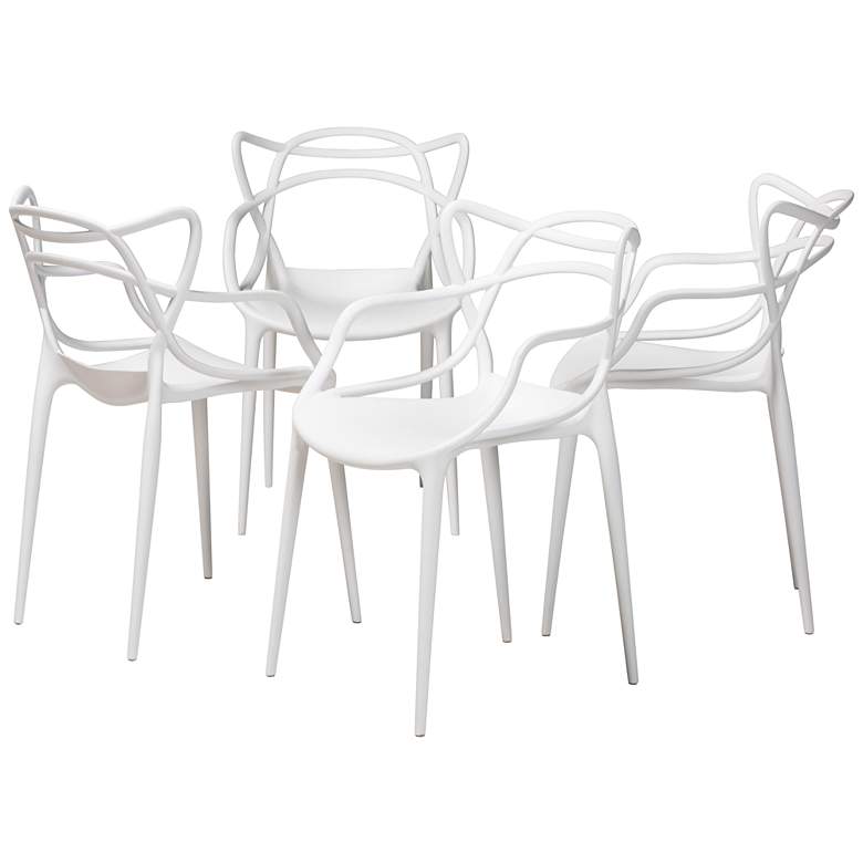 Image 2 Baxton Studio Landry White Stackable Dining Chairs Set of 4