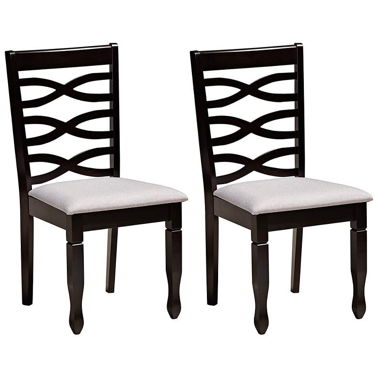 Image 2 Baxton Studio Lanier Grey Fabric Upholstered Wood 2-Piece Dining Chair Set
