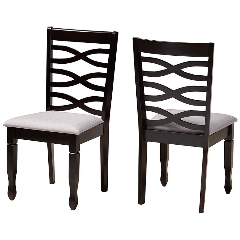 Image 4 Baxton Studio Lanier Grey Fabric Upholstered Wood 2-Piece Dining Chair Set more views