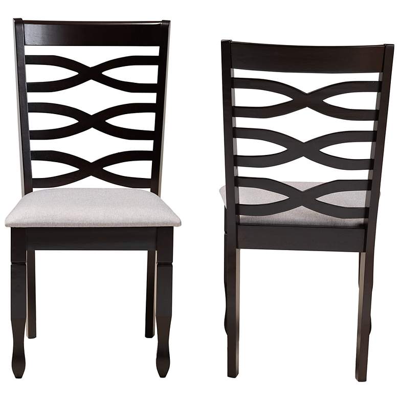 Image 5 Baxton Studio Lanier Grey Fabric Upholstered Wood 2-Piece Dining Chair Set more views