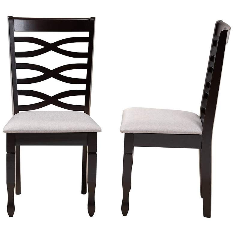 Image 7 Baxton Studio Lanier Grey Fabric Upholstered Wood 2-Piece Dining Chair Set more views