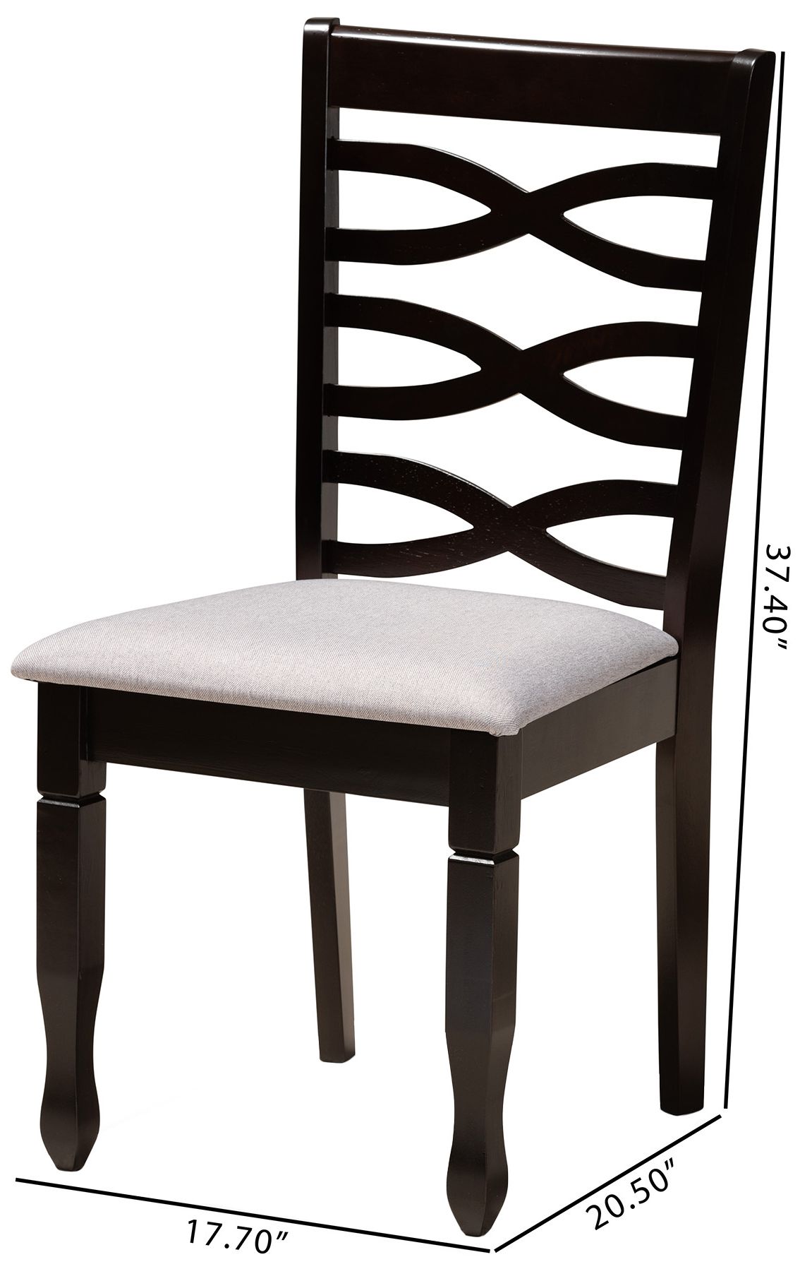 Baxton Studio Lanier Grey Fabric Upholstered Wood 2-Piece Dining Chair Set