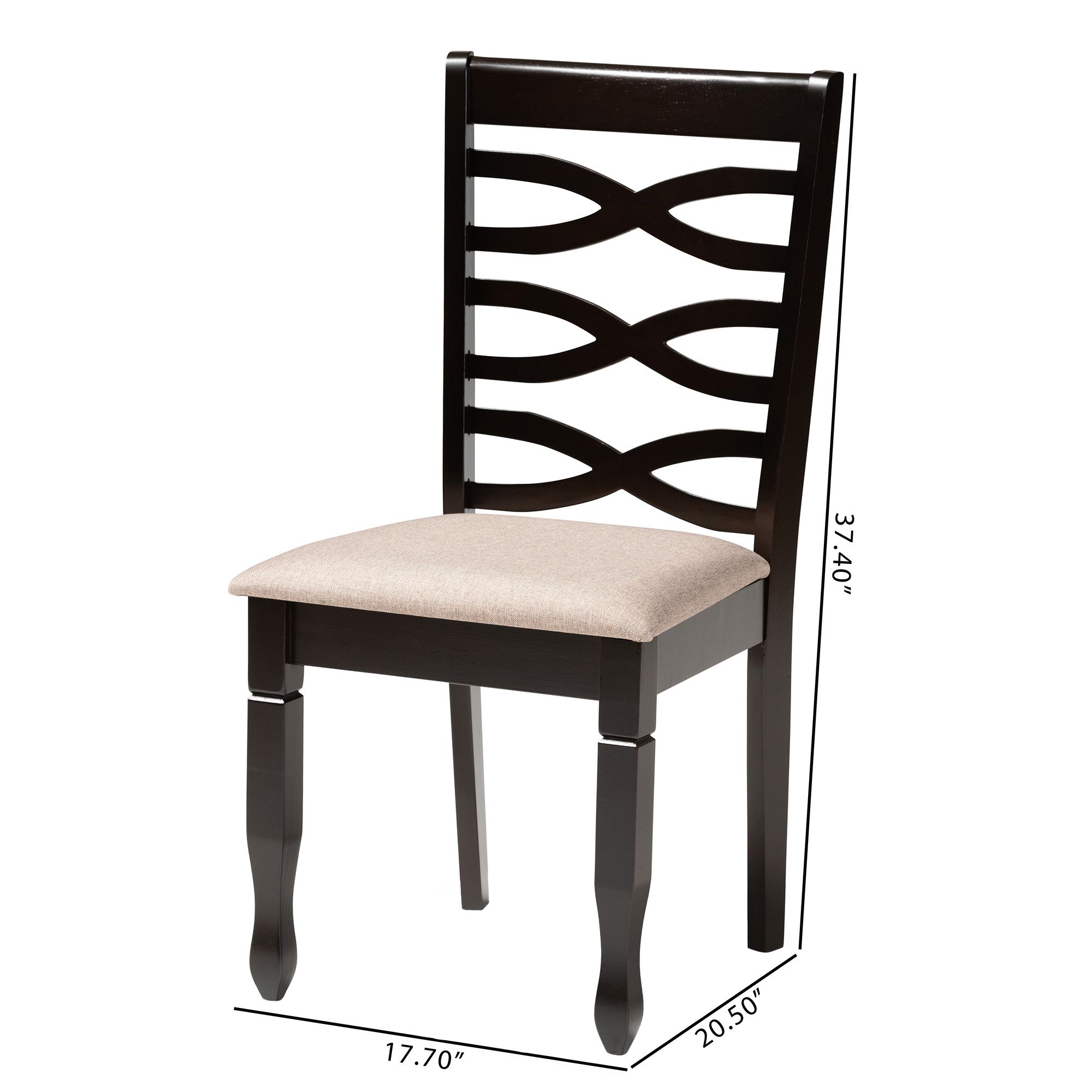 Image 3 Baxton Studio Lanier Sand Fabric Upholstered 2-Piece Wood Dining Chair Set more views