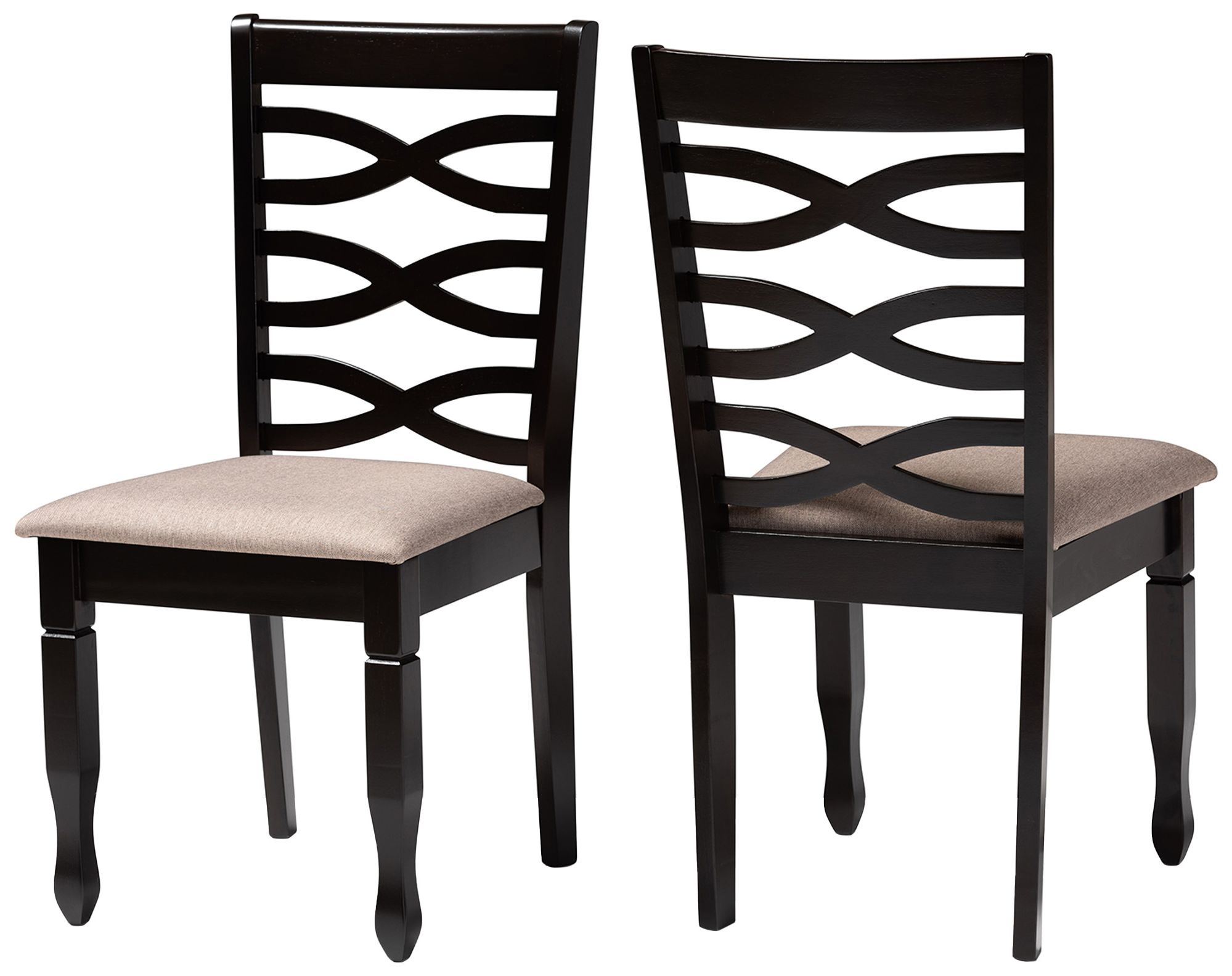 Image 4 Baxton Studio Lanier Sand Fabric Upholstered 2-Piece Wood Dining Chair Set more views