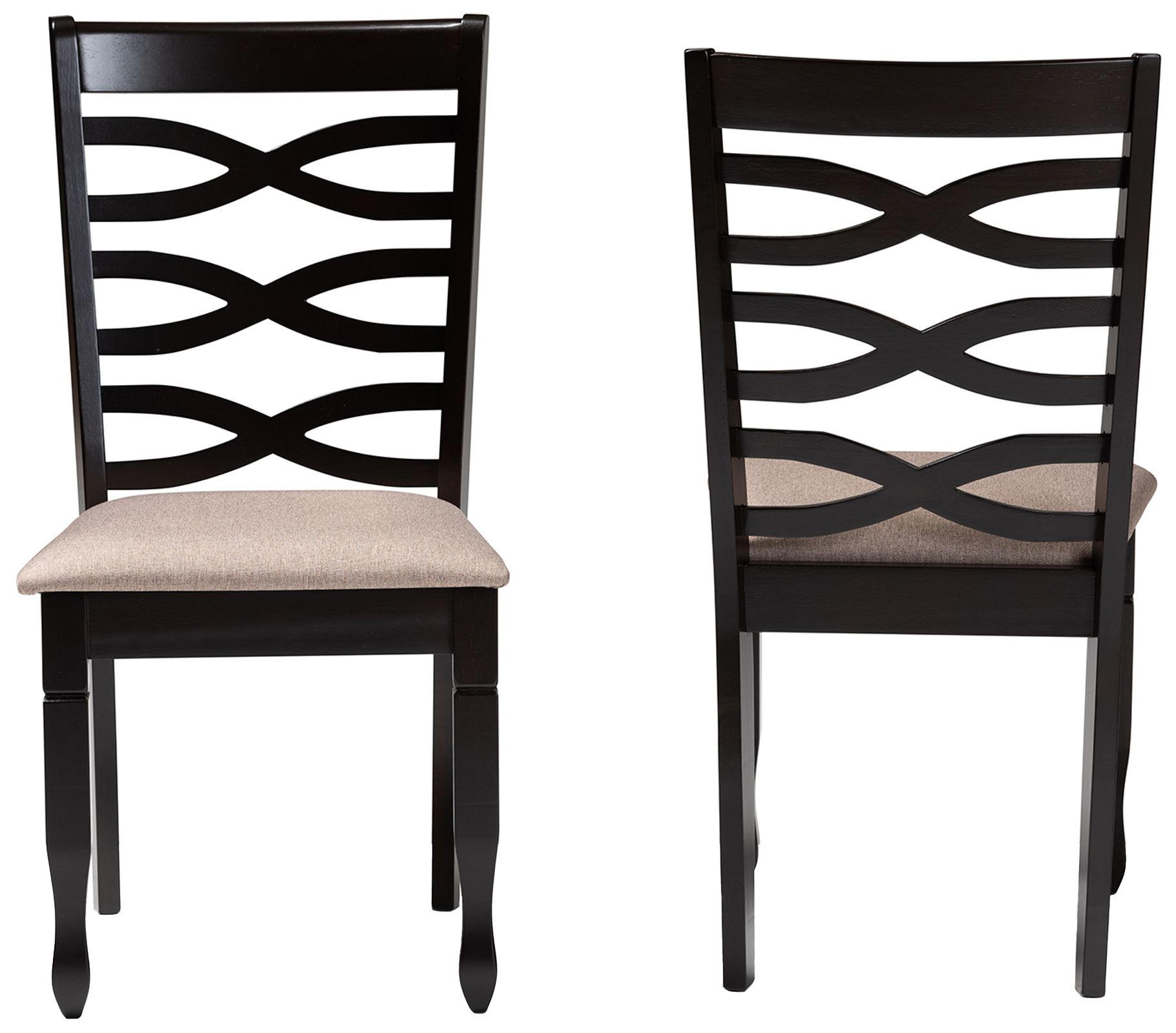 Image 5 Baxton Studio Lanier Sand Fabric Upholstered 2-Piece Wood Dining Chair Set more views