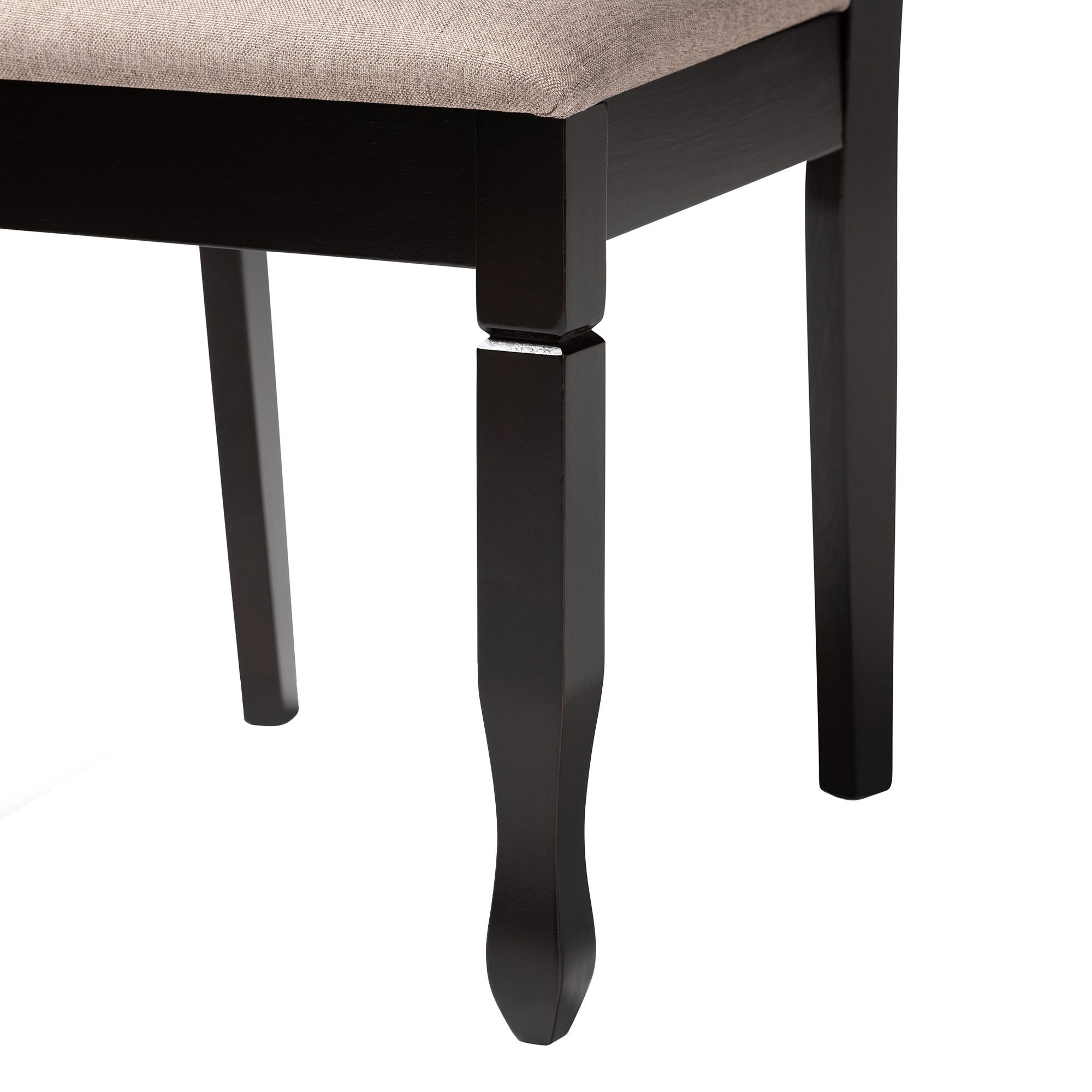 Baxton Studio Lanier Sand Fabric Upholstered 2-Piece Wood Dining Chair Set