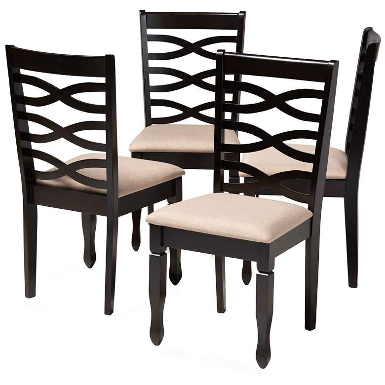 Image 1 Baxton Studio Lanier Sand Fabric Upholstered Wood Dining Chair