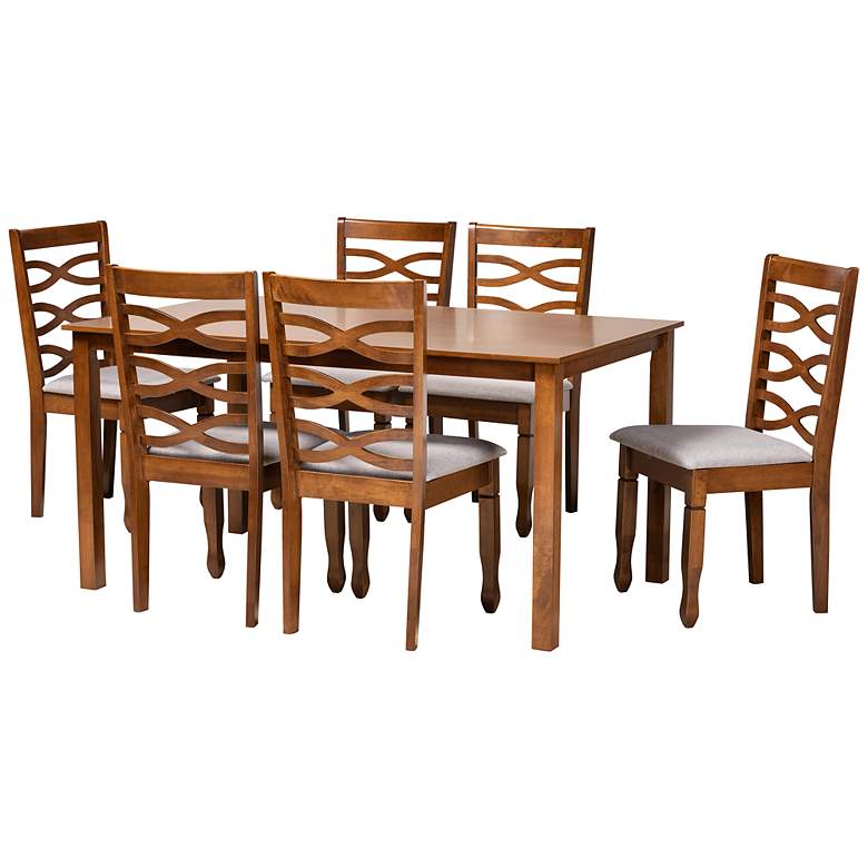 Image 2 Baxton Studio Lanier Walnut Brown 7-Piece Dining Set