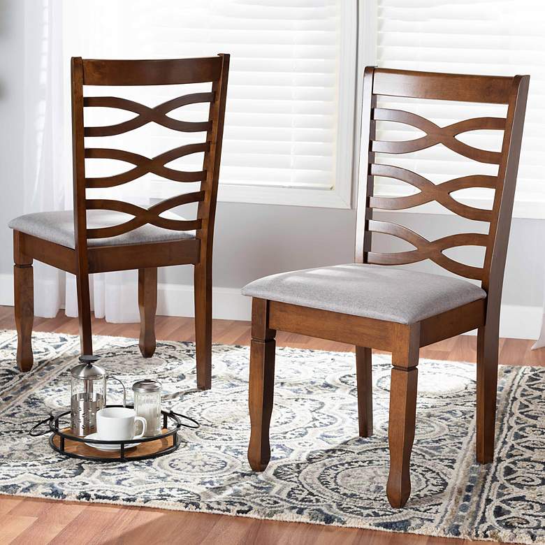 Image 1 Baxton Studio Lanier Walnut Brown Dining Chairs Set of 2