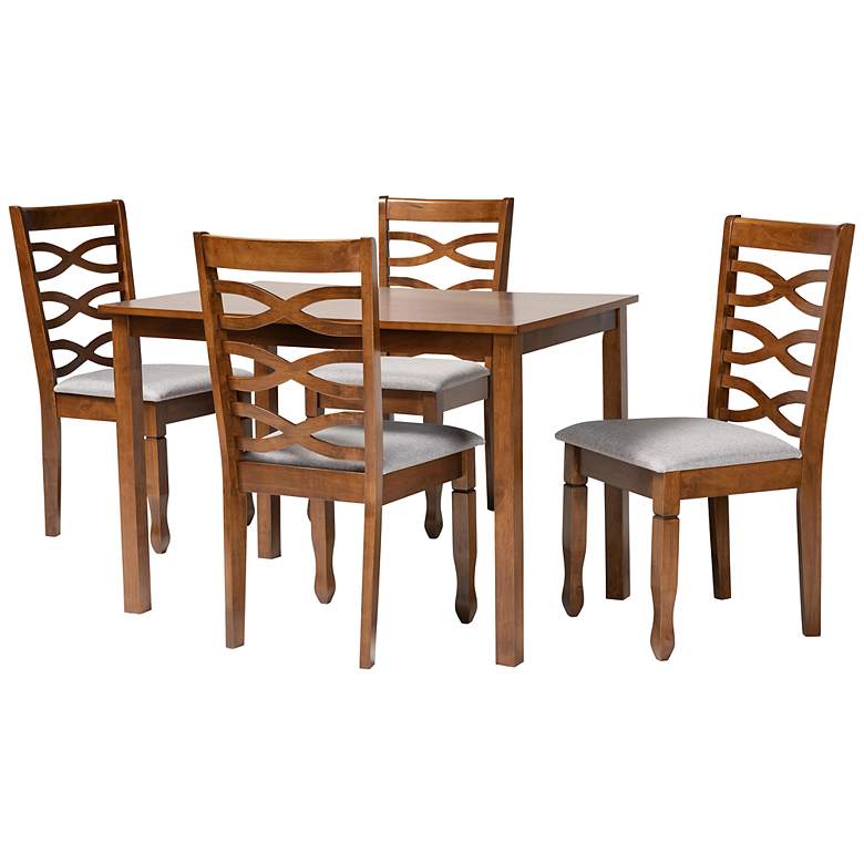 Image 2 Baxton Studio Lanier Walnut Brown Wood 5-Piece Dining Set