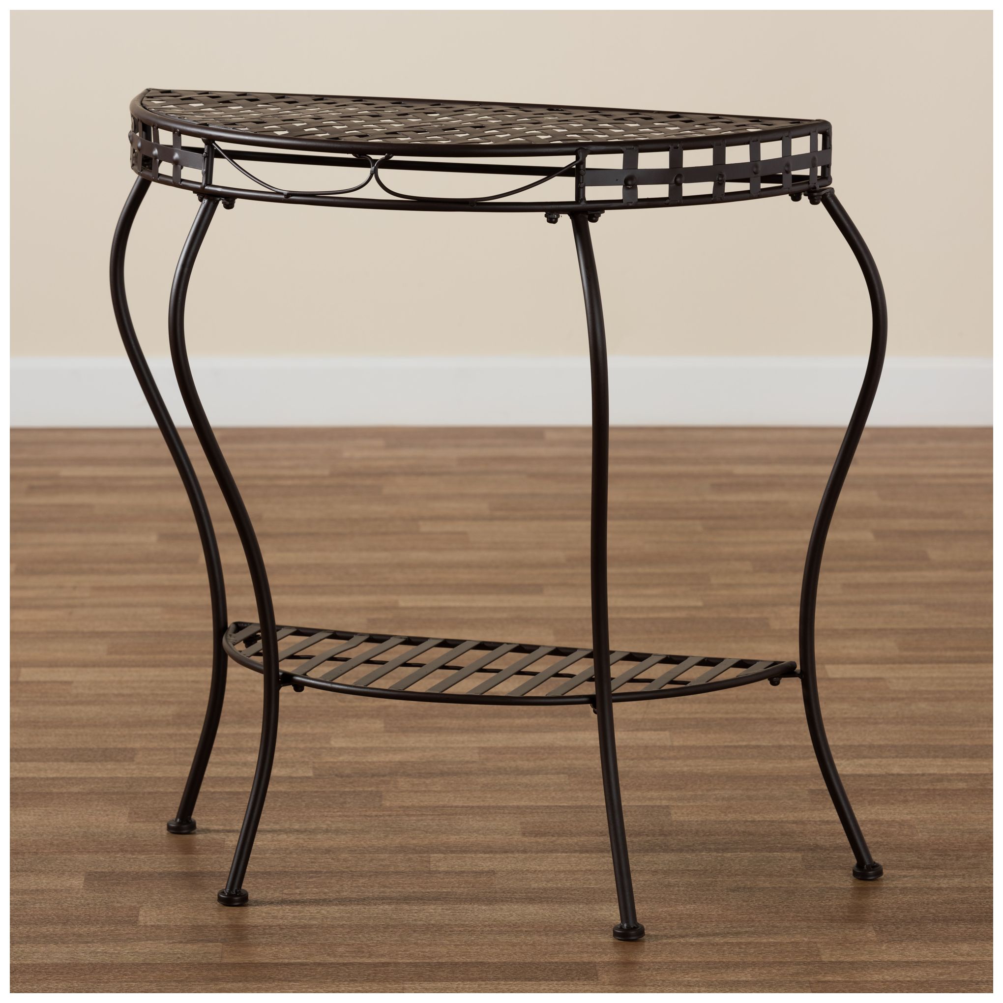 Image 3 Baxton Studio Laraine Brown Metal Outdoor Console Table more views