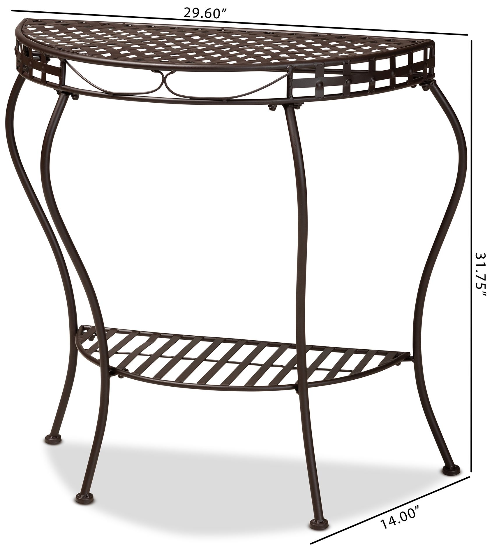 Image 4 Baxton Studio Laraine Brown Metal Outdoor Console Table more views