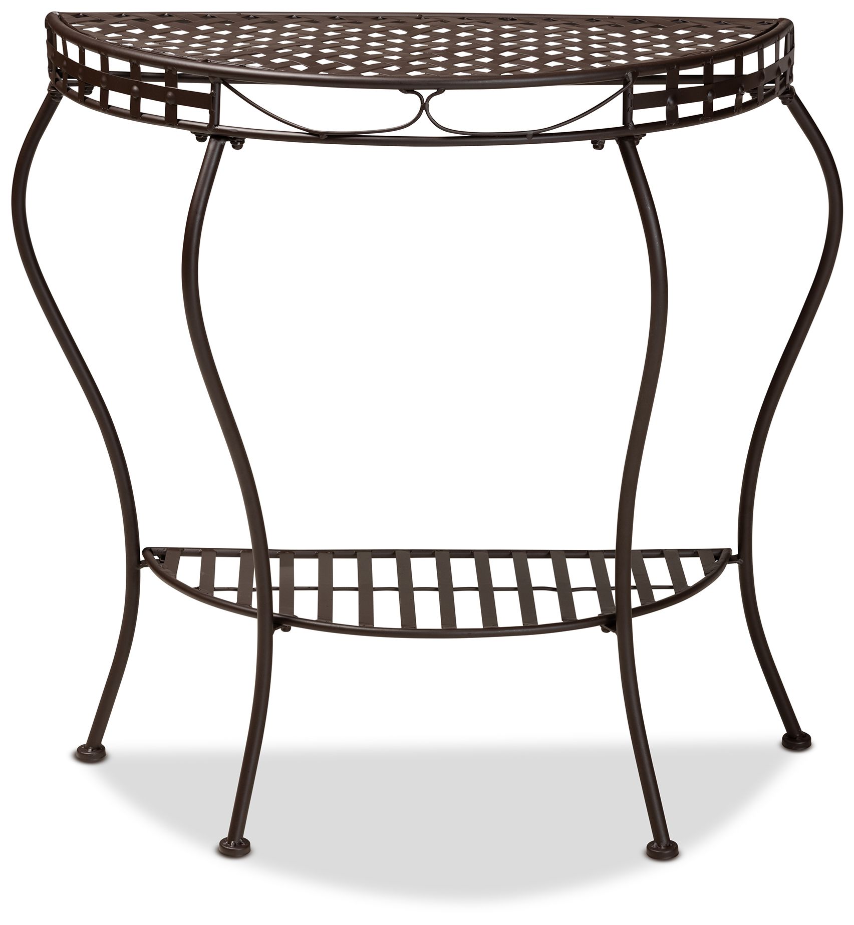 Image 5 Baxton Studio Laraine Brown Metal Outdoor Console Table more views