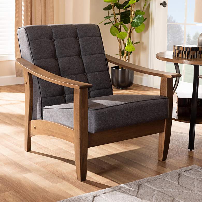 Image 1 Baxton Studio Larsen Gray Fabric Tufted Lounge Chair