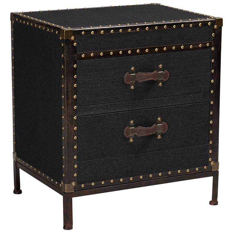 Image 1 Baxton Studio Laura Vintage Black Canvas 2 Drawer End Table Trunk