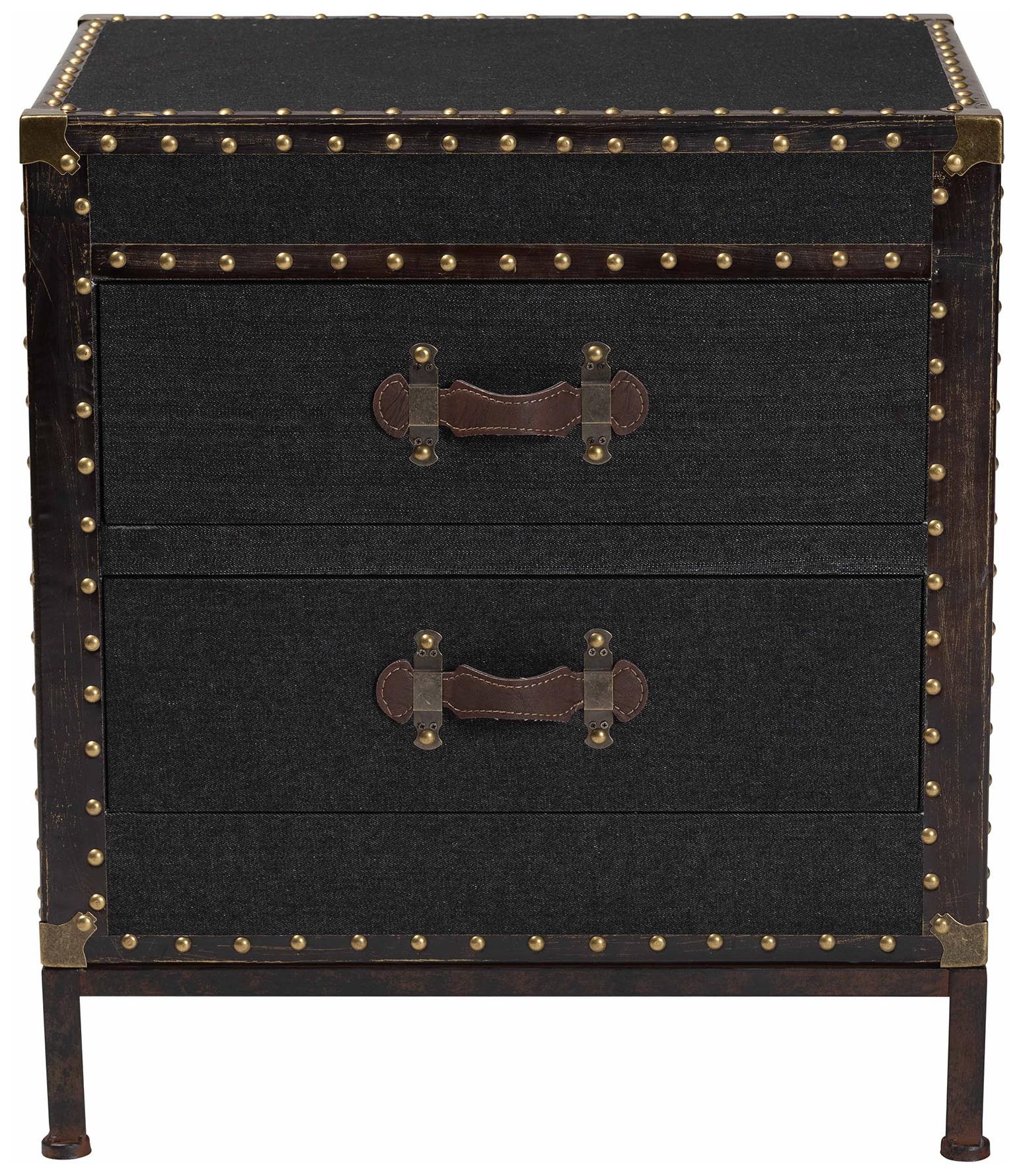 Image 4 Baxton Studio Laura Vintage Black Canvas 2 Drawer End Table Trunk more views